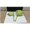 Image 2 : Hand Painted Stafford Lettuce Dish with Salad Servers, Carletonware Leaf and Green footed Dish