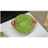 Image 5 : Hand Painted Stafford Lettuce Dish with Salad Servers, Carletonware Leaf and Green footed Dish
