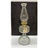 Image 4 : Two Vintage Glass Oil Lamps, 18 1/2” Tall and Blue Glass Oil Lamp, (Missing Parts)