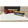 Image 1 : Vintage Buddy L Hook and Ladder Fire Truck and MCI Charter Motorcoach Bus Bank