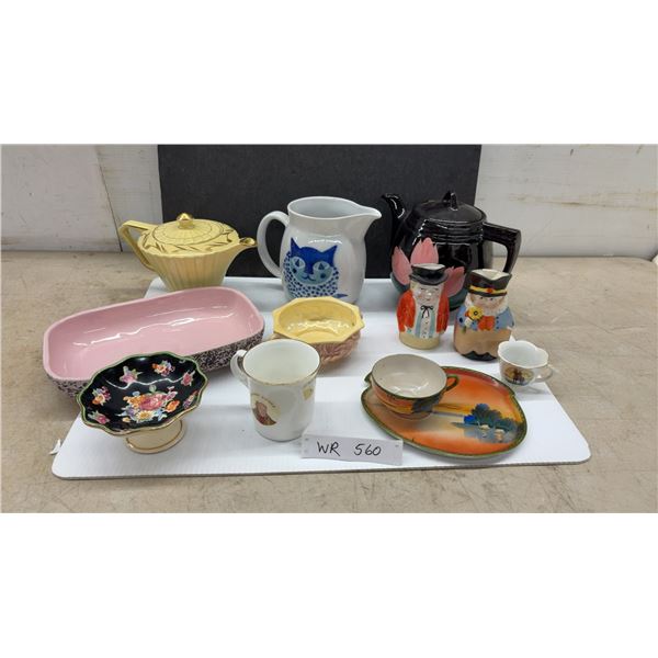 Vintage Ceramics, Sadler Teapot, Cat Pitcher, Toby Style Jugs, Pope John Paul II Mug