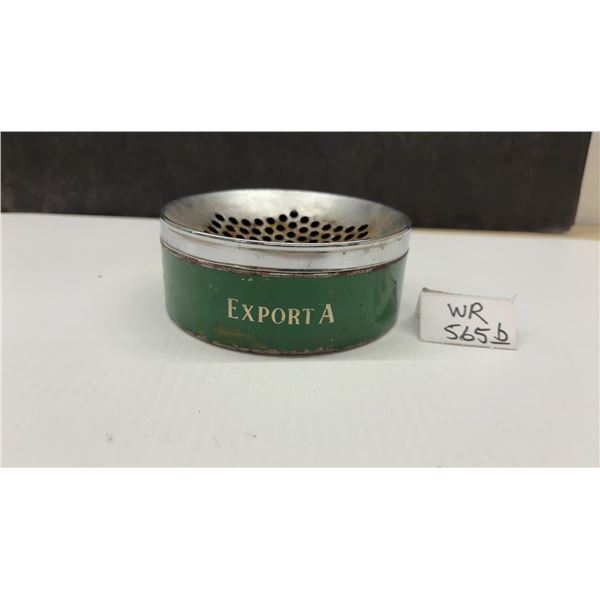 Vintage Export A Cigarette Brand Green Metal Promotional Ashtray