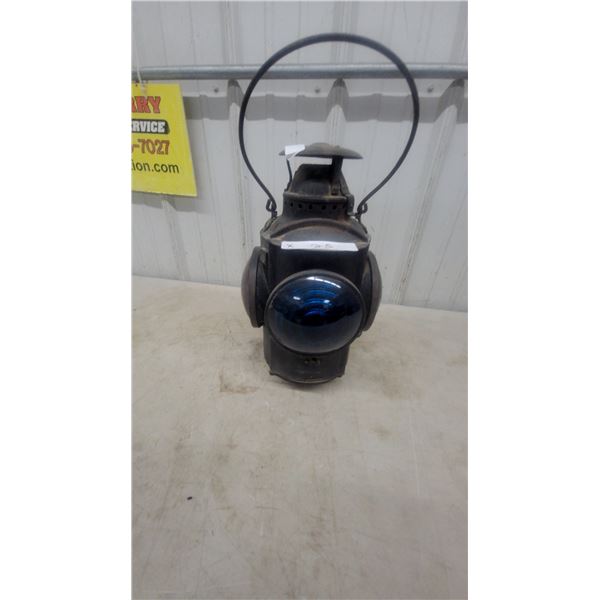 Vintage Railroad Switchman's Lantern with Blue and Red Lenses