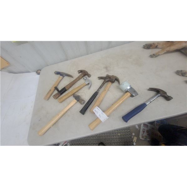 Assorted Hammers: 2 Claw Hammers, 2 Rock Picks, 2 Mallets, and 3 Other Hammers