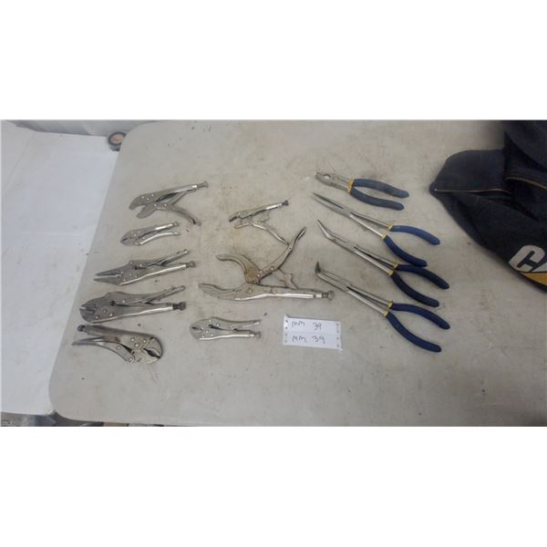 Assorted Vise-Grip and Pliers: Vise-Grip Pliers, Long-Nose Pliers