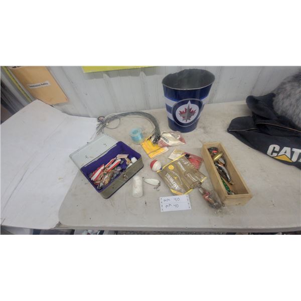 Fishing Lures and Tackle Box with Sinkers, Floats, Wire Leaders