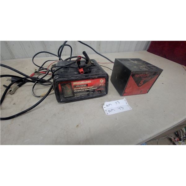 MotoMaster Manual Battery Charger 6/12V and Torcan Charger 5 Amp