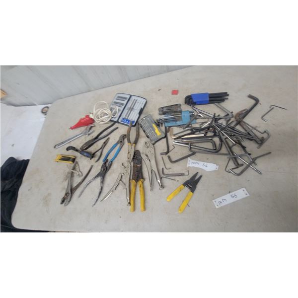 Assorted Pliers, Wrenches, Hex Keys, and Screwdriver Bit Sets
