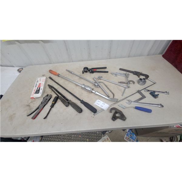 Assorted Hand Tools: Slide Hammer, Sunline Crimping Tool, and Screwdrivers