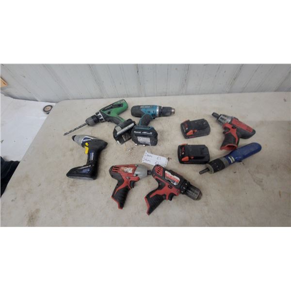 Milwaukee, Makita, Hitachi, and Ryobi Cordless Drills and Drivers with Batteries