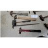 Image 2 : Assorted Hammers and Pry Bar: Stanley Claw Hammer, Sledge Hammer, Ball-Peen Hammer