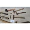 Image 5 : Assorted Hammers and Pry Bar: Stanley Claw Hammer, Sledge Hammer, Ball-Peen Hammer