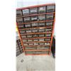 Image 4 : Three Multi-Drawer Small Parts Organizers with Contents, One Orange, Two Gray