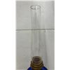 Image 4 : Cobalt Blue Glass Aladdin Lamp with Clear Glass Chimney, Brass Burner and Wick Adjuster