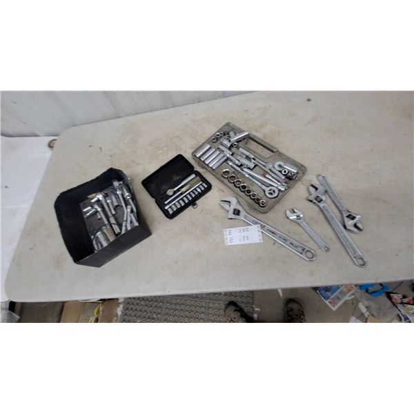 Assorted Socket and Wrench Sets, Incl. Adjustable Wrenches, Ratchets, and Sockets