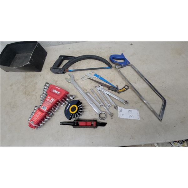 SKY 16-Piece SAE Wrench Set, Mastercraft Bit Set, Sunex Wrenches, hacksaw