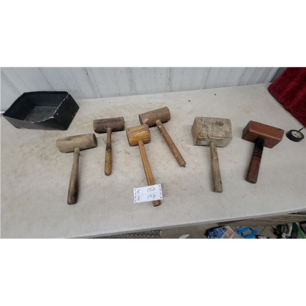 Assorted Wooden Mallets and Hammers