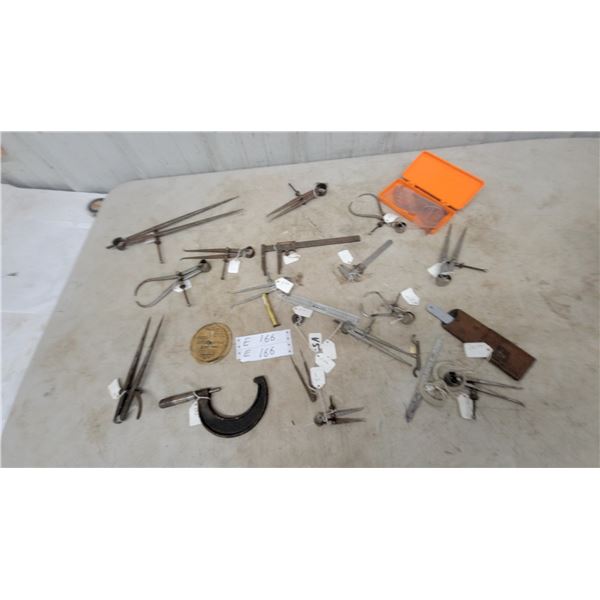 Lot of Calipers, Dividers, Micrometers