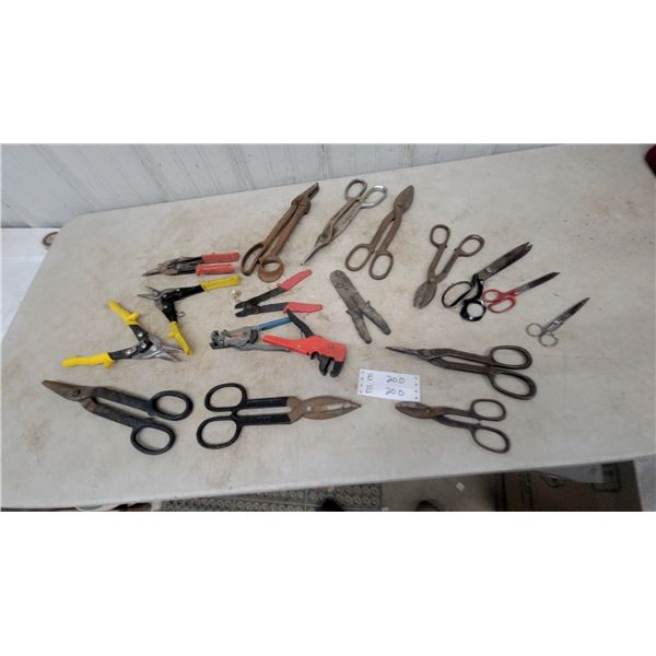 Assorted Snips, Shears, and Pliers: Tin Snips, Aviation Snips, Wire Strippers