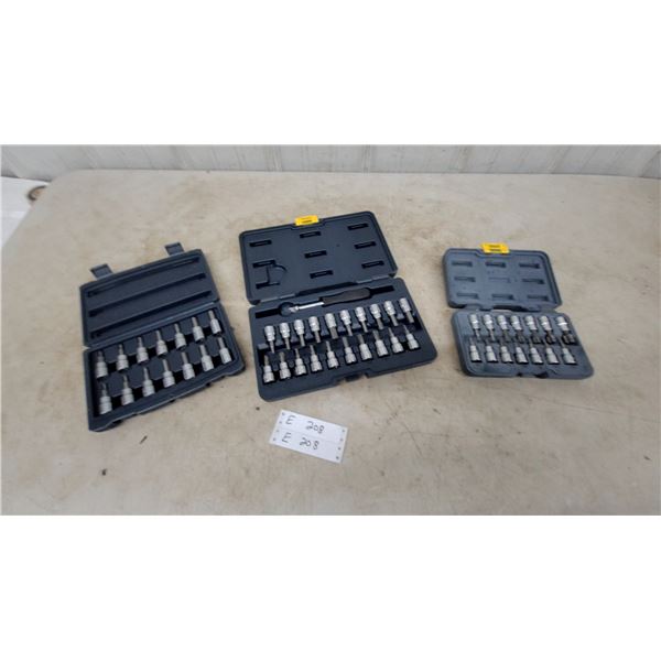 Three MAXPOWER Bit and Socket Sets, Hex and Torx Bits