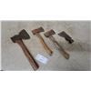 Image 1 : Four Axes, Including One Long-Handled Axe, Two Short-Handled Axes, and One Hatchet