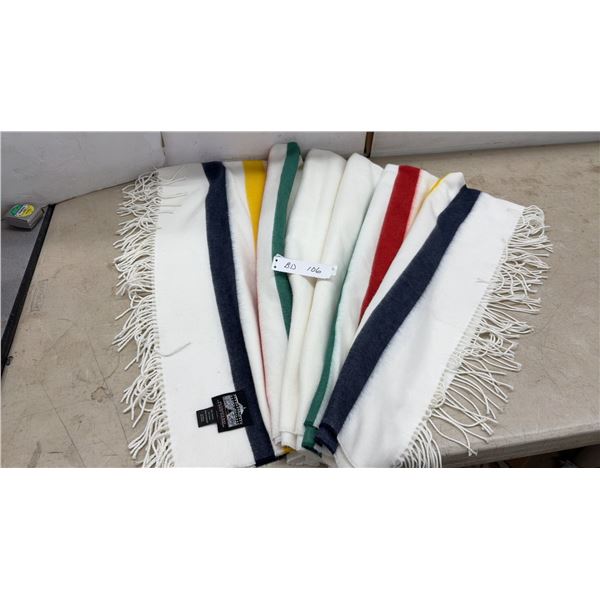 Vintage Hudson's Bay Traditional Colours Throw, 100% Acrylic, Multi-Stripe with Fringe, Germany