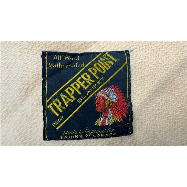 Vintage Eaton's Trapper Point 4-Point Wool Blanket, Peach, Made in England