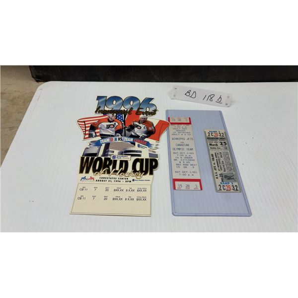 Vintage NHL/WHA Winnipeg Jets Ticket Stubs 1979 vs Finland, 1983 vs Team Canada