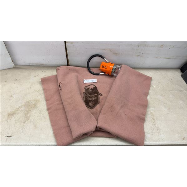 Vintage Canadian Pacific Railway All Virgin Wool Blanket (Some Holes) and CP Rail Lantern