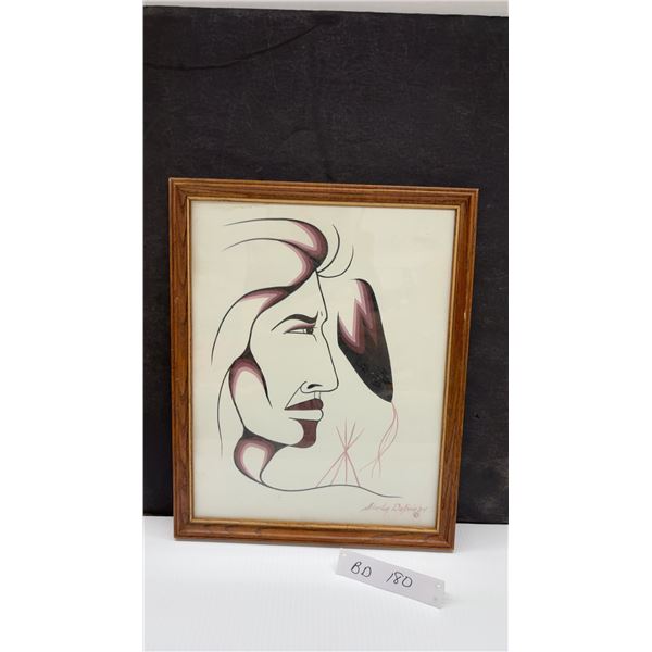 Vintage First Nations Stanley DuBois Original Painting in Frame, 15”×12”