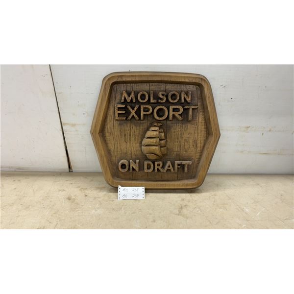 Vintage Molson Export Draft 3D Bar Advertising Sign, 19” x 21”