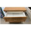 Image 3 : Oak Finish Cabinet on Casters with Drawer and Two-Door Storage