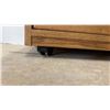 Image 6 : Oak Finish Cabinet on Casters with Drawer and Two-Door Storage