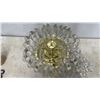 Image 2 : Crystal and Gold-Tone Flush Mount Light Fixture, with Hanging Crystal Pieces