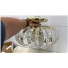 Image 3 : Crystal and Gold-Tone Flush Mount Light Fixture, with Hanging Crystal Pieces