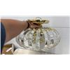 Image 4 : Crystal and Gold-Tone Flush Mount Light Fixture, with Hanging Crystal Pieces