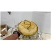 Image 5 : Crystal and Gold-Tone Flush Mount Light Fixture, with Hanging Crystal Pieces
