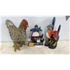 Image 1 : Folk Art Rooster, Hen, and Chicken Figurines, and Woman with Chickens and Eggs