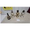 Image 1 : Lot of 4 Kerosene Lamps: 3 Silver-Tone Aladdins and 1 Wall-Mount Lamp