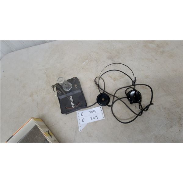 Early 20th Century Operator Headset and Receiver with Glass Tube