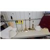 Image 1 : Assorted Table Lamps: 2 Silver-Tone, 1 Wood-Tone, and 3 Brass-Tone Lamps