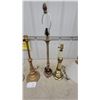 Image 2 : Assorted Table Lamps: 2 Silver-Tone, 1 Wood-Tone, and 3 Brass-Tone Lamps