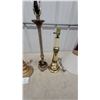 Image 3 : Assorted Table Lamps: 2 Silver-Tone, 1 Wood-Tone, and 3 Brass-Tone Lamps