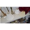 Image 7 : Assorted Table Lamps: 2 Silver-Tone, 1 Wood-Tone, and 3 Brass-Tone Lamps