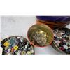 Image 3 : Three Tins of Assorted Buttons, Tin of Safety Pins, and Woven Sewing Basket