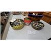 Image 5 : Three Tins of Assorted Buttons, Tin of Safety Pins, and Woven Sewing Basket