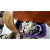 Image 6 : Three Tins of Assorted Buttons, Tin of Safety Pins, and Woven Sewing Basket