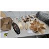 Image 1 : Maui Surfboard Plaque, 2 Furry Animal Figures, Fur and Leather Mat, and Dreamcatchers