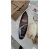 Image 8 : Maui Surfboard Plaque, 2 Furry Animal Figures, Fur and Leather Mat, and Dreamcatchers