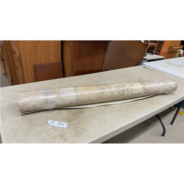 Roll of Sheet Vinyl Flooring with Beige Stone Tile Pattern, 49” Wide, Unknown Length